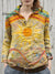 Women’s Vintage Love and Peace Rainbow Sun Art Print Casual Cotton And Linen Shirt Multicolor / S