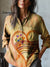 Women’s Vintage Love Art Print Casual Cotton And Linen Shirt Multicolor / S