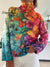 Women’s Vintage Lovely Butterfly Pattern Art Print Knit Turtleneck Pullover Sweater Multicolor / S