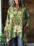 Women’s Vintage Lovely Floral Art Print Pocket Cotton Top Green / Onesize