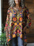 Women’s Vintage Lovely Floral Art Print Pocket Cotton Top Multicolor / Onesize