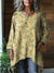 Women’s Vintage Lovely Floral Art Print Pocket Cotton Top Multicolor / Onesize