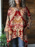 Women’s Vintage Lovely Floral Art Print Pocket Cotton Top Multicolor / Onesize