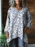 Women’s Vintage Lovely Floral Art Print Pocket Cotton Top Multicolor / Onesize