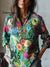 Women’s Vintage Lovely Flowers Art Print Casual Cotton And Linen Shirt Multicolor / S