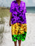 Women’s Vintage Mardi Gras Art Print Flowy Dress Multicolor / S
