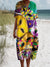 Women’s Vintage Mardi Gras Art Print Flowy Dress Multicolor / S