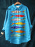 Women’s Vintage Ocean Fish Art Print Casual Cotton And Linen Shirt Multicolor / S