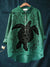 Women’s Vintage Ocean Turtle Art Print Casual Cotton And Linen Shirt Multicolor / S