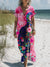 Women’s Vintage Peacock Flowers Art Print Pocket Cotton Dress Multicolor / S