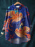 Women’s Vintage Phoenix Art Print Casual Cotton And Linen Shirt Multicolor / S