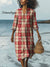 Women’s Vintage Plaid Pattern Art Print Cotton Dress Multicolor / S