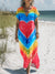 Women’s Vintage Rainbow Love Hearts Art Print Pocket Cotton Dress Multicolor / S