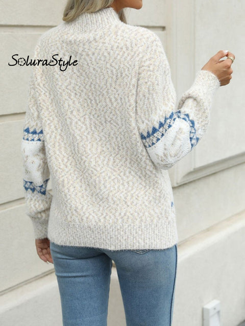 Women’s Winter New High Neck Fair Isle Snowflake Sweater